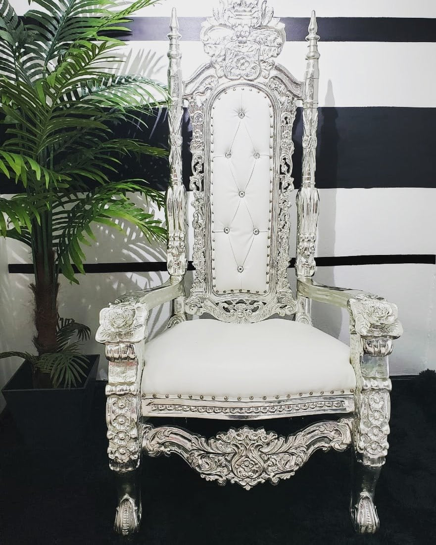 Silver & White Throne Chair