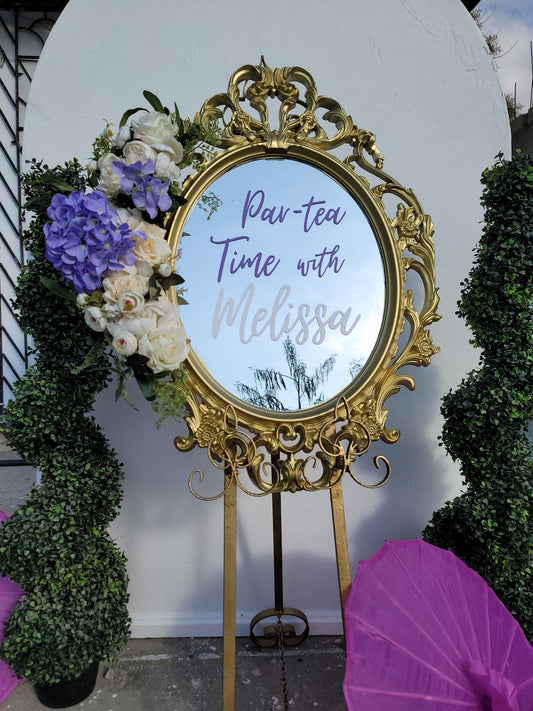 Gold Antique Mirror Welcome Sign