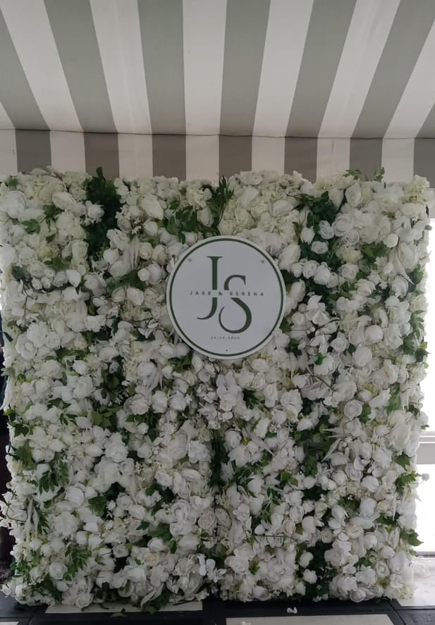 7D White Greenery Floral Backdrop