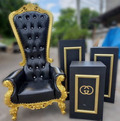 Black & Gold Throne Chair
