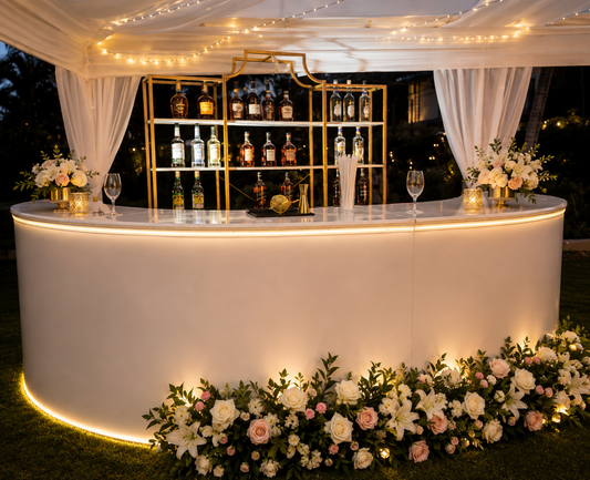 Curve Bar Counter with LED light + Bar Back