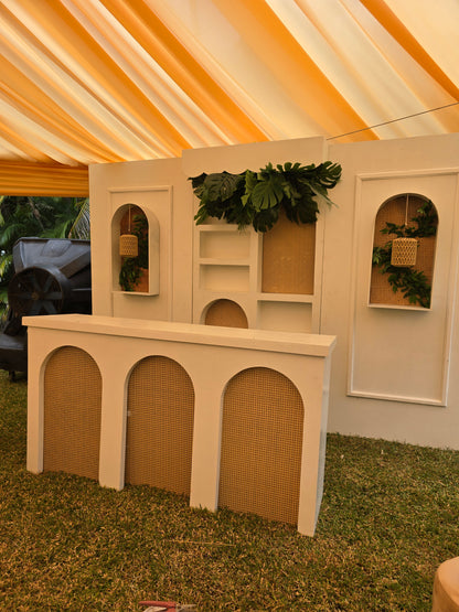Modern White Rattan Bar Set
