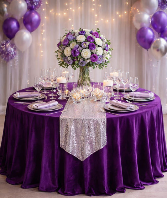 Purple Velvet Table Linen ( Round)