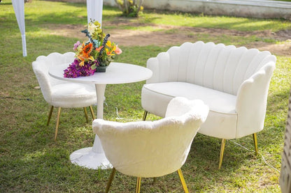 Rose Arm White Sofa