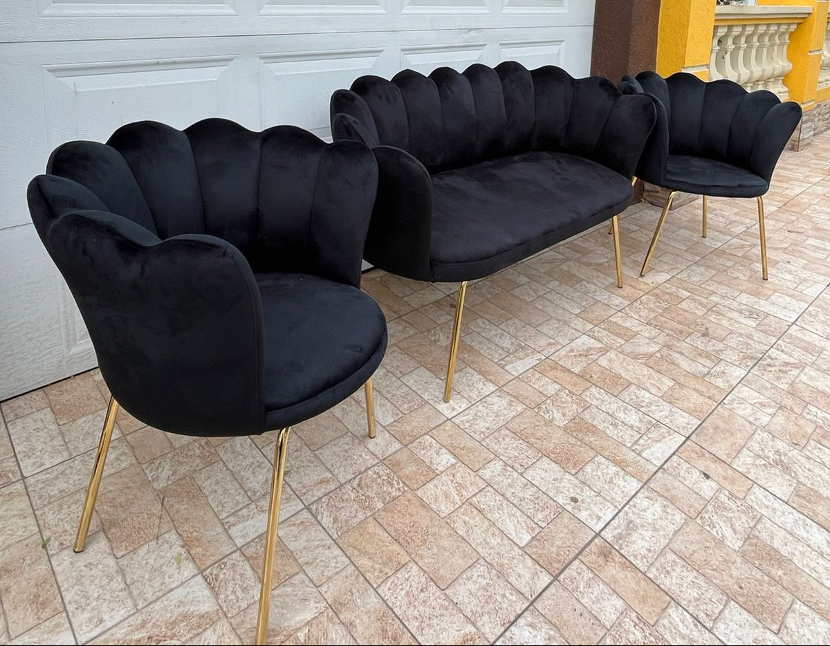 Rose Arm Black Sofa