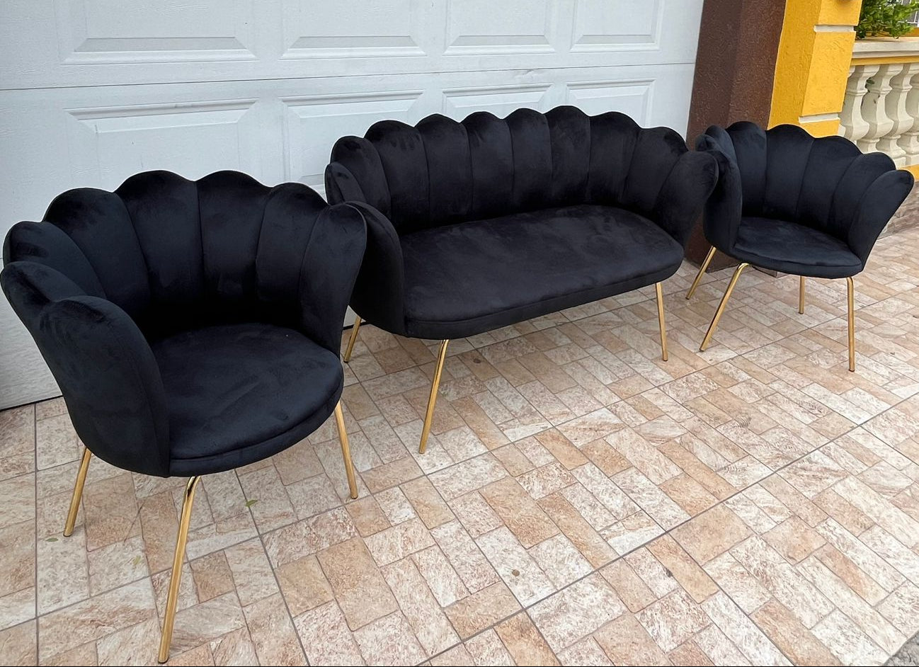 Rose Arm Black Sofa